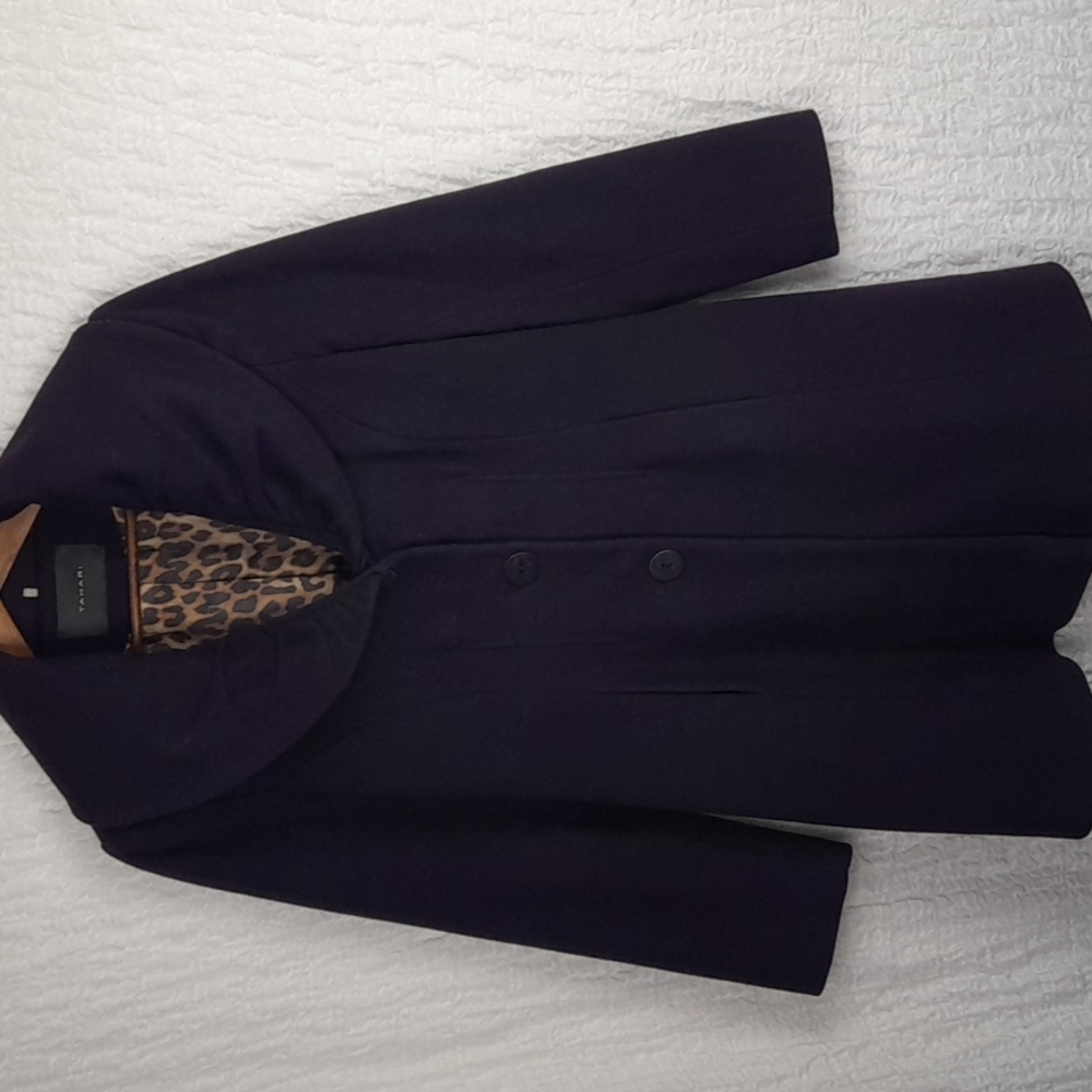 Tahari Wool Trench Coat Size 4 Purple